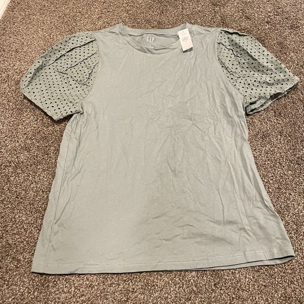 Organic Cotton Vintage Eyelet Puff Sleeve T-Shirt